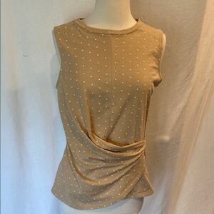 Polka Dot Sleeveless Tan Top,NWOT